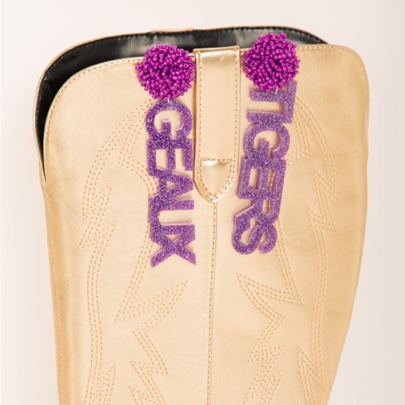 🤩NEW🤩Women’s Purple Beaded Statement Earrings, - Picture 1 of 3